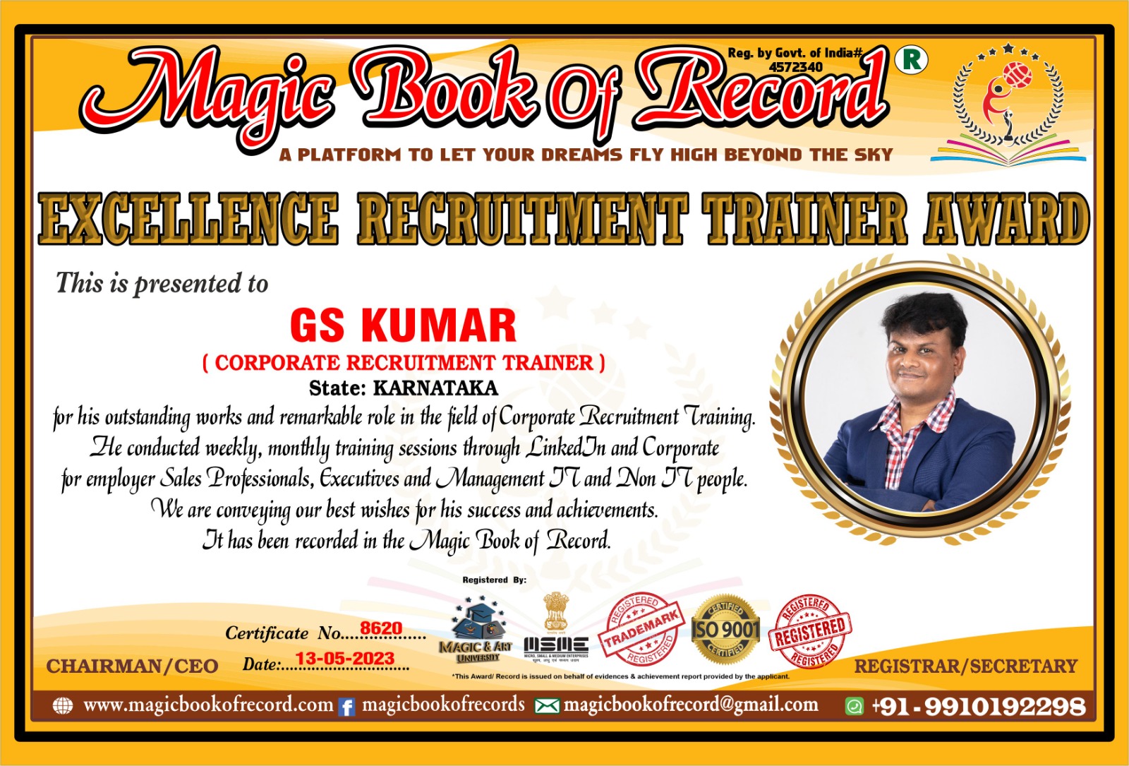 Photo: accolades of GS Kumar 